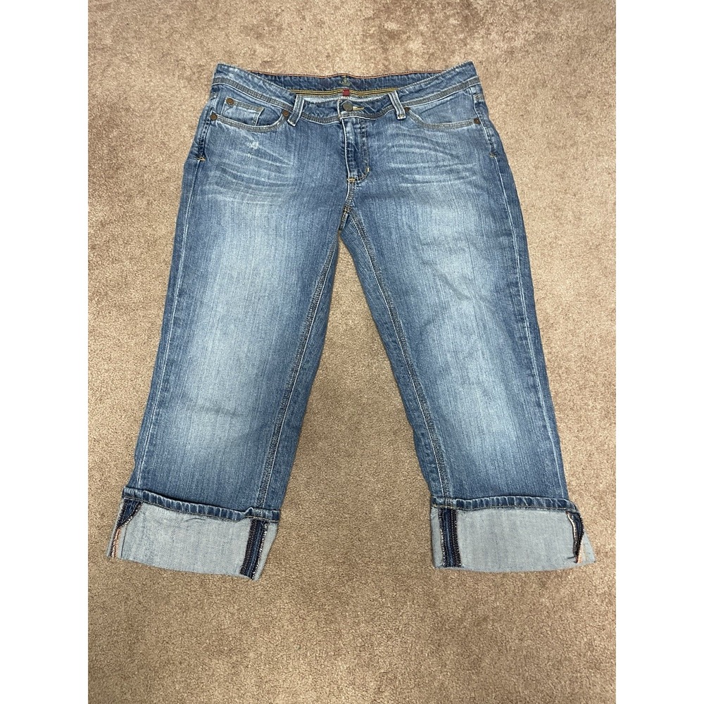 Miss Bison Jeans Womens 31 Blue Mid Rise Flat Front Relaxed‎ Denim Beach Casual